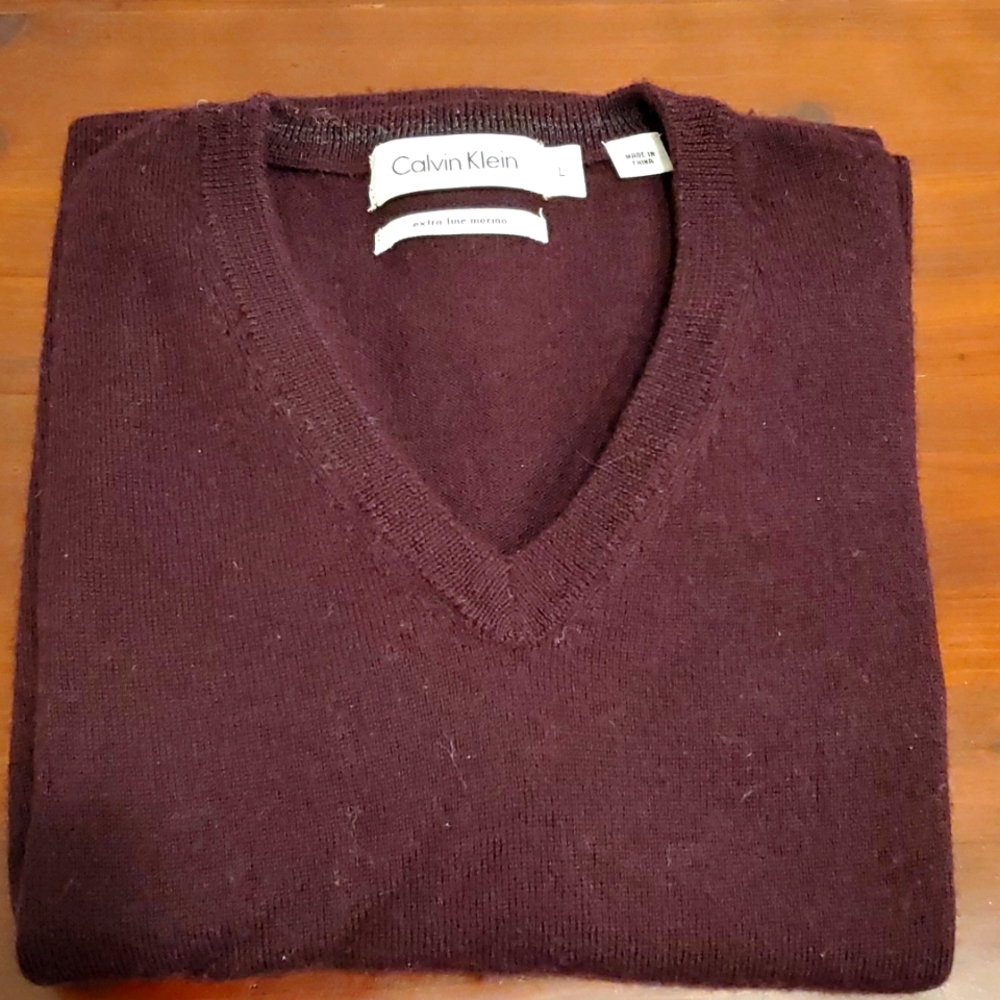 Calvin Klein Merino Wool Sweater L marroon